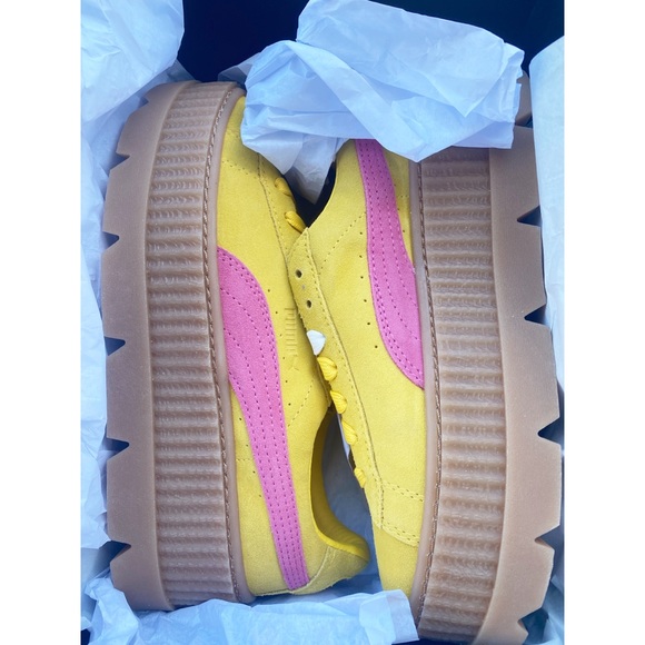 Puma X FENTY By Rihanna Womens/Ladies Cleated Suede Creepers (Lemon/Pink) - Picture 5 of 5